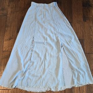 Light Blue Denim Maxi Skirt